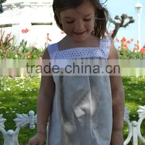 Linen Dress, Kids Linen Dress, 100%cotton Dress,white Linen Dress,white Linen Wedding Dress for Kids thumbnail-3