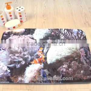 Beautiful Printed 2pcs Set Mat With Anti-slipping Back Fish Design Memory Foam Bathmat thumbnail-1