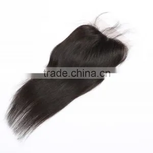 Malaysian Lace Closure Malaysian Virgin Hair Closure 4''X4" Virgin Human Hair Hand Tied Three Part Natural Black thumbnail-4
