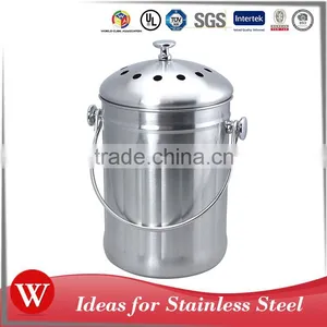 Excellent Houseware 0.6 Gallon Stainless Steel Compost Bucket With Carbon Filters thumbnail-1