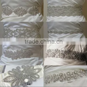 Bridal Beaded Rhinestone Appliques to Sew for Wedding Dresses and Iron on Rhinestones Appliques Wholesale thumbnail-1