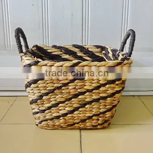 Nice Square Water Hyacinth Basket With Handles thumbnail-1