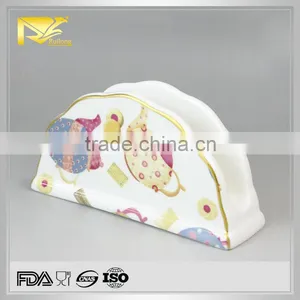 Tableware White Ceramic Taco Holder, Decorative Napkin Holder, Sanitary Napkin Holder thumbnail-1