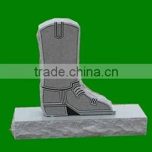 Texas Popular Design Good Quality Boots-Shaped Sesame White Unique Headstone thumbnail-1