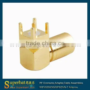 Smb Thru Hole Plug Right Angle PCB Mount Fakra Smb Antenna Connectors thumbnail-1