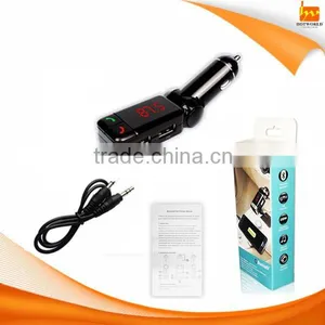 Wireless In-car Bluetooth Fm Transmitter Car Charger With Dual USB Port, Music Control and Hands-free Calling thumbnail-1
