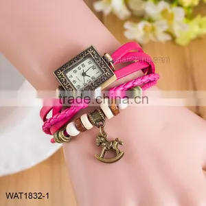 Vintage Blue Leather Ladies Bracelet Wrist Watch thumbnail-4