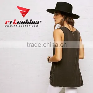 Pakistani Manufacturer High Quality Off-shoulder Blue Lace Cotton Women Tank Top for thumbnail-2