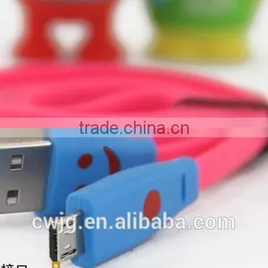 Smiling Flexible Lighting USB Electrical Cable for Iphone and Android Phones for Apple Lighting Flat Ribbon Usb Electrical Cable Quality Choice thumbnail-2