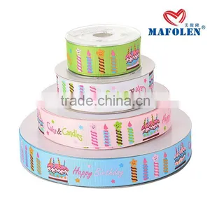 Mafolen Wholesale 1 Inch Grosgrain Printed, Birthday Wishes Ribbon by the Yard thumbnail-2