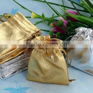 Metallic Gold and Silver Drawstring Jewelry Pouches thumbnail-3