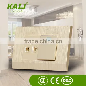American Standard Fashion 1 Gang Noble Gold Switch 3 Pin Wall Power Electrical Switch Socket thumbnail-1