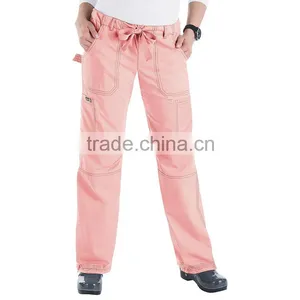 Two Pockets Elastic Waist Medical Scrub Pants With Self Fabric Drawstring thumbnail-4