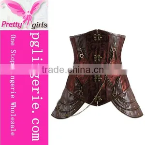 New Item Vintage Buckle up Brocade Steampunk Underbust Corset thumbnail-2
