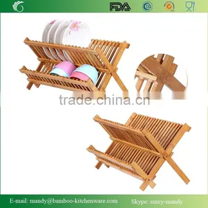 Promotional Bamboo Kitchen Rack Bamboo Dish Dryer for Dishes, Bowls, Plates, Cups thumbnail-3