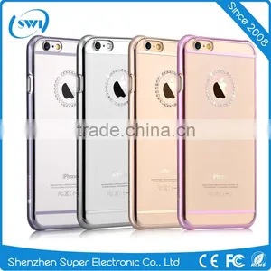 Electroplating Transparent Crystal Bling Diamonds Jewelry PC Phone Cover Case Skin For IPhone 6 6S Plus thumbnail-1