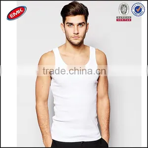 Wholesale Cotton White Plain Tank Top Men thumbnail-1