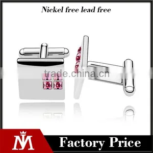Customized Latest Metal Silver Cuff Link Jewelry Mens Shirts Austria Crystal Cufflinks thumbnail-1