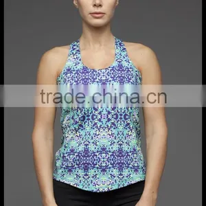 2016 Athletic Abstract Printed With Crisscross Straps Tank With Sport Bra Two in One Office In United States (USA)Small Minimum thumbnail-5