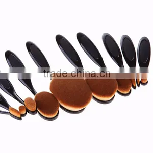 Tops 10 PCS OEM Oval Gold Cosmetic Toothbrush Makeup Brush Sets thumbnail-2