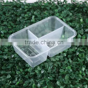 Clear 1000ml Divided Plastic Take Away 2 Compartment Microwave Safe Food Container thumbnail-4