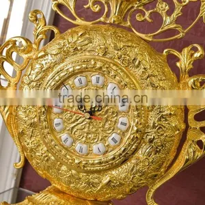 Royal Angel Handing Crown Table Clock, Luxury 24K Gold Plated Table Clock, Marble Base Table Clock thumbnail-5
