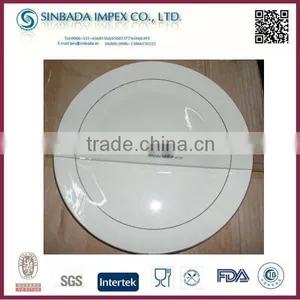 Ceramic Round Dinner Plates With Double Silver Lines Wholesale thumbnail-1
