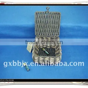 Brown Square Paper Rope Woven Iron Frame Costume Storage Box thumbnail-1