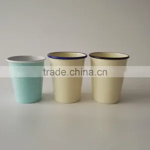 330ml Tea Coffee Milk Metal Enamel Coated Cup With Rim Steel Mug Glass thumbnail-4