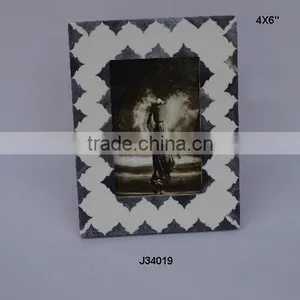 Grey and Wihte Moroccan Cut Work Bone Mosaic Photo Frame Available in All Photo Sizes thumbnail-1