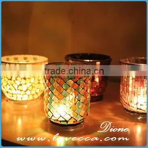 Handmade Glass Mosaic Candle Holder Goblet thumbnail-2
