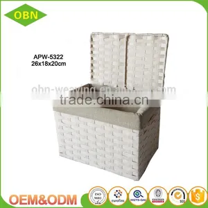 Quality Paper Rope Rectangular Storage Basket With Lid thumbnail-2
