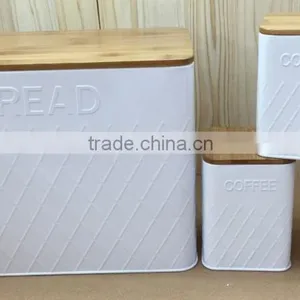 New Bread Box and Canister Set With Bamboo Lid thumbnail-1