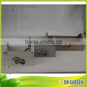 Modern Outdoor White Wood Planter,House Shape Flower Pot thumbnail-1