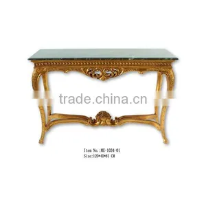 Hand Carved Living Room Furniture Small Size Console Table With Green Marble thumbnail-2