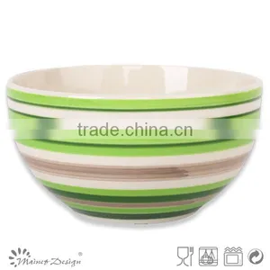 Stripe Hand Painted Ceramic Food Bowl thumbnail-4