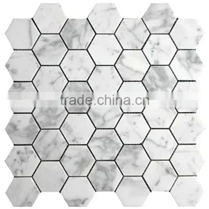 MM-CV254 Ecofriendly Interior Design Natural Stone White Marble Hexagon Shape Stone Mosaics thumbnail-1