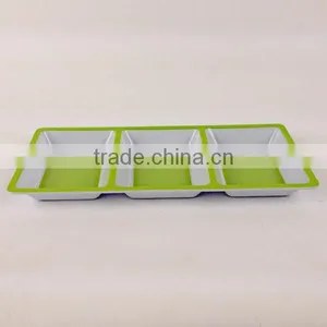Meneed Melamine Plastic Anti-slip Food Rectangular Divided Plate thumbnail-1