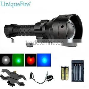 High Quality Red Green White CREE LED Convex Lens Hunting Flashlight With Gun Clamp and Remote Switch thumbnail-2