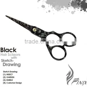 Zinc-Alloy Handled Customized Engraved Pattern Tattoo of Hair Scissors thumbnail-3