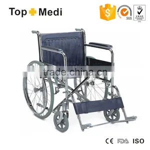 TOPMEDI the Manufacturer of Folding Chromed Manual Wheelchair With Swing Away Footrest thumbnail-1