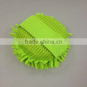 Round Shape Microfiber Chenille Auto Clean Sponge With Handle Band thumbnail-1