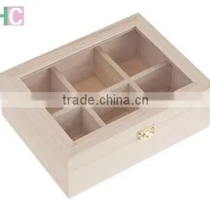Hot Selling Glass Lid Wooden Tea Box Wood Craft thumbnail-1