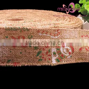 Christmas Jute Burlap Natural Ribbon With Metal thumbnail-2