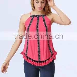 New Design China Clothing Manufacturers Petite Tassels Top For Women thumbnail-2