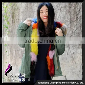 CX-G-P-05G Wholesale Parka Coat Genuine Fox Fur Girls Clothes thumbnail-1