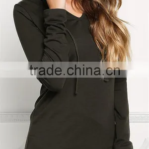 MGOO Factory Custom 2017 V Neck 100% Cotton Sweaters Olive Hooded Jersey Plain V Neck Long Sleeves thumbnail-4