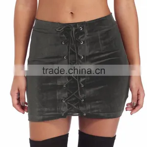 Custom Made Latest Sexy Mature Ladies Tight Mini Velvet Skirts thumbnail-2