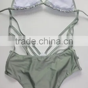 M861 Runwaylover2016 Ladies Sexy Paillette Sequins Split Bikini Swimwear thumbnail-4