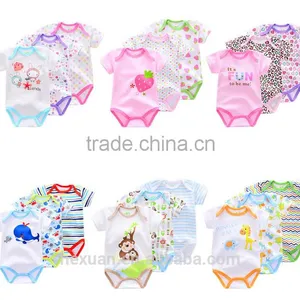 OEM Factory or 8 Groups Stocked Designs100% Cotton Summer Custom Printed 100% Cotton Baby Romper thumbnail-6